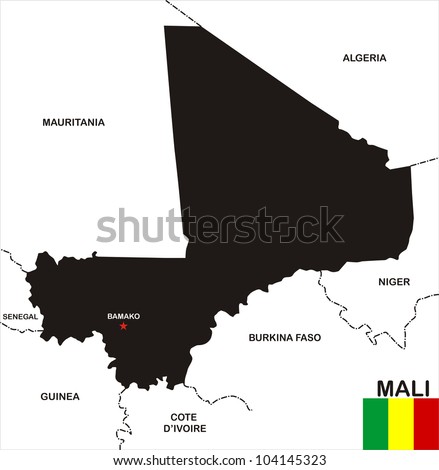 very big size mali black map with flag