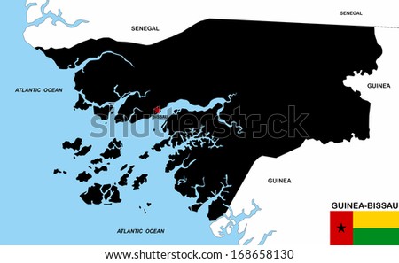 very big size guinea bissau country black map