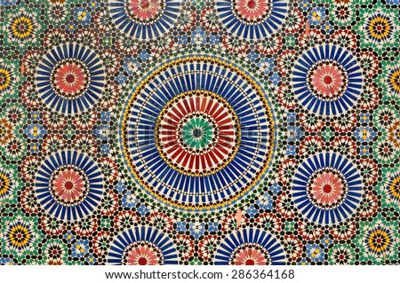 Arab mosaic in Marrakech morocco texture floral pattern