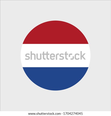 Netherlands circle button flag. National symbol icon. Vector illustrarion. 