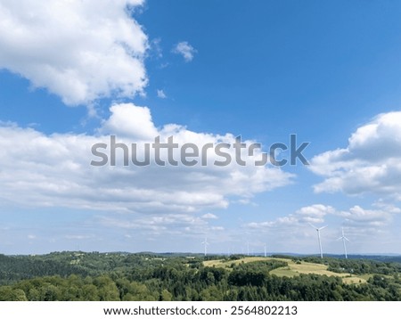 Similar – Image, Stock Photo Wind turbines with fluffy clouds