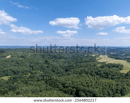 Similar – Image, Stock Photo Wind turbines with fluffy clouds