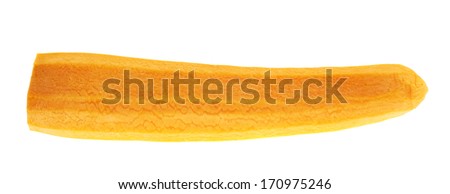 Peeled carrot isolated over white background, above view