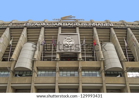 MADRID, SPAIN-FEBRUARY 2:Santiago Bernabeu Stadium of Real Madrid on February 2, 2013 in Madrid, Spain. Real Madrid C.F. was established in 1902.
