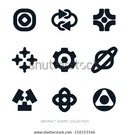 Abstract Shapes Collection. Set of monochrome vector icons.