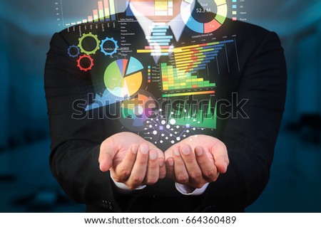 businessman holding data visualization 商業照片 © 