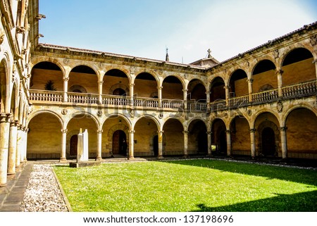 ONATI, SPAIN - APRIL 25: The old university of Onati. It was founded in 1540 and  Its building is now the Institute for the Sociology of Law. April 25, 2013 in Onati, Basque Country, Spain