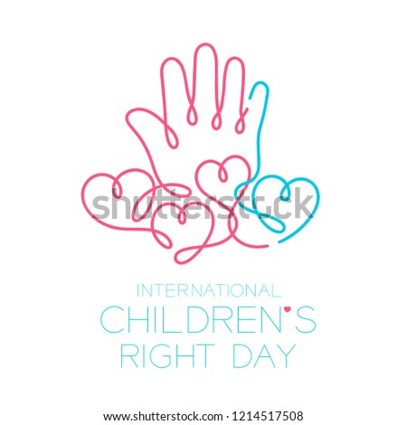 International Children's Right Day logo icon outline stroke set, hand and heart design illustration isolated on white background with copy space, vector eps10