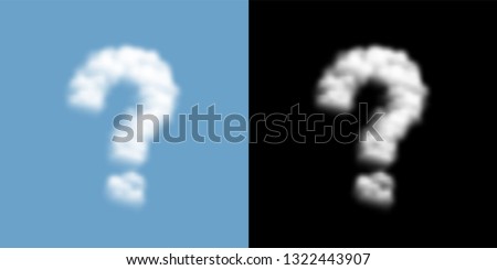 Question mark sign and symbol Cloud or smoke pattern, Doubt concept design illustration isolated float on blue sky background with opacity mask, vector eps 10