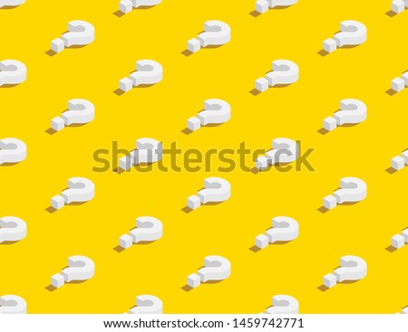 Question mark symbol 3D isometric seamless pattern, Doubt concept poster and banner vertical design illustration isolated on yellow background with copy space, vector eps 10