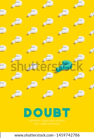 Question mark symbol 3D isometric pattern, Doubt concept poster and banner vertical design illustration isolated on yellow background with copy space, vector eps 10