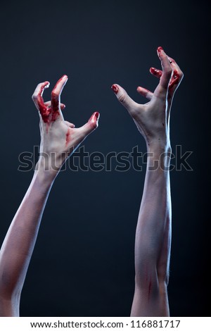 Bloody zombie hands, Halloween theme