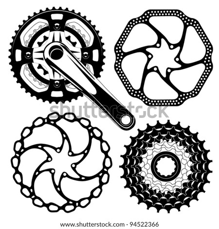 Bike Crankset Cassette And Disk Brakes Stock Vector Illustration ...