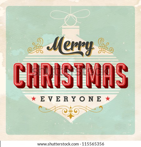 Vintage Christmas Card - Vector Eps10. Grunge Effects Can Be Easily ...