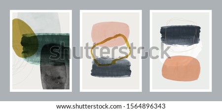 Set of creative minimalist hand painted illustrations for wall decoration, postcard or brochure cover design. Vector EPS10.