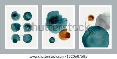 Set of 3 creative minimalist hand painted illustrations for wall decoration, postcard or brochure design. Vector EPS10.
