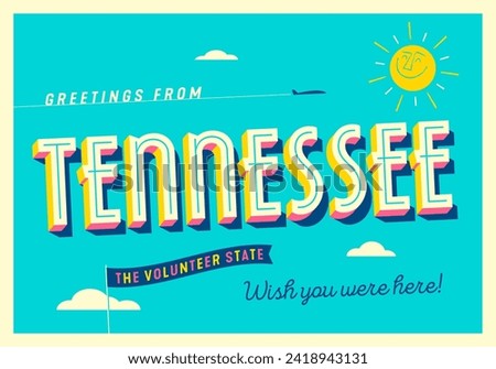 Greetings from Tennessee, USA - The Volunteer State - Touristic Postcard