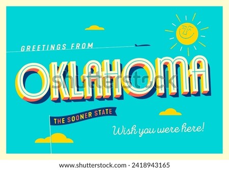 Greetings from Oklahoma, USA - The Sooner State - Touristic Postcard.