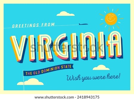 Greetings from Virginia, USA - The Old Dominion State - Touristic Postcard