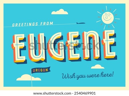 Greetings from Eugene, Oregon, USA - Wish you were here! - Touristic Postcard.