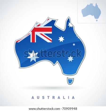 Stylized map of Australia. Vector. Editable.