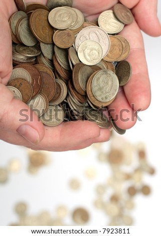 woman hands, keeping money coins