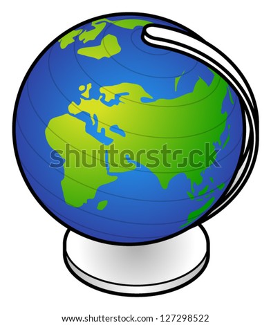 A desk top globe showing Africa, Europe, West Asia, South Asia and the Middle East..