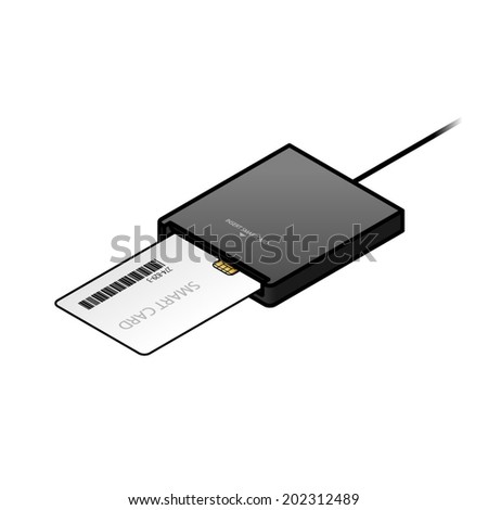 A smart card / security card being inserted into an external USB card reader.