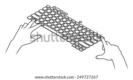 Human hands on a computer laptop keyboard (with a single row of function keys) pressing a combination of keys: Alt-Ctrl-Del