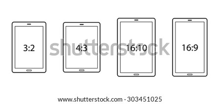 Diagrams comparing differences between different screen aspect ratios. Tablets in portrait.