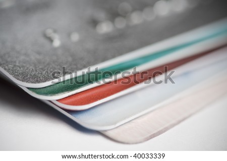 Pile of plastic card. Macro shoot , shallow depth of focus