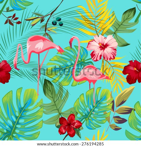 EXOTIC FLAMINGO PATTER / BACKGROUND DESIGN. Modern stylish texture. Repeating and editable vector illustration file. Can be used for prints, textiles, website blogs etc.
