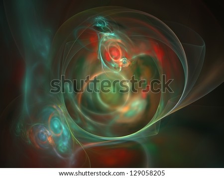 Delicate colored swirls on black background