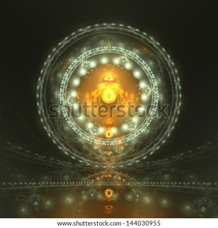 Radiant yellow orb: abstract fractal design