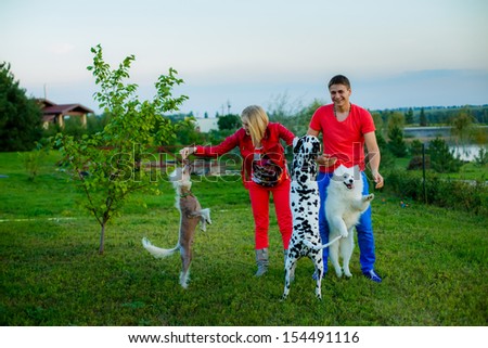 people trained dogs in nature. Dalmatians and Laika