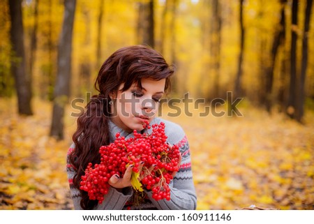 series. autumn picnic, a beautiful girl in the woods