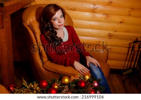 Christmas. Beautiful girl near the Christmas tree . Christmas Decor. new year