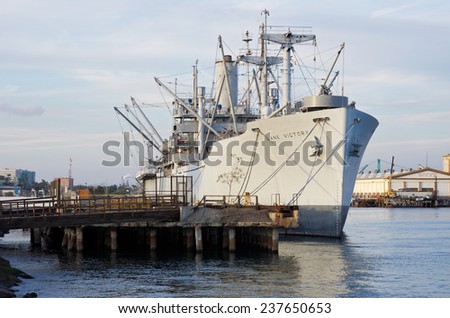 SS Lane Victory: it was preserved in 1998 to serve as a museum ship in the Los Angeles Harbor, California. As a rare surviving Victory ship, she was designated a US National Historic Landmark.