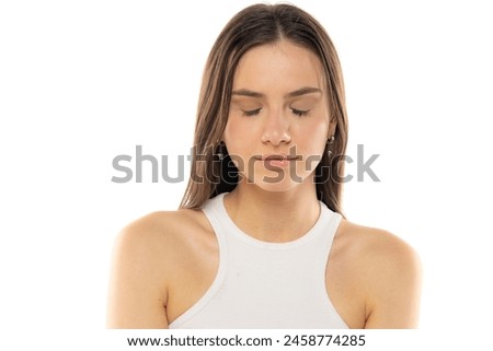 Similar – Image, Stock Photo Girl portrait with closed eyes