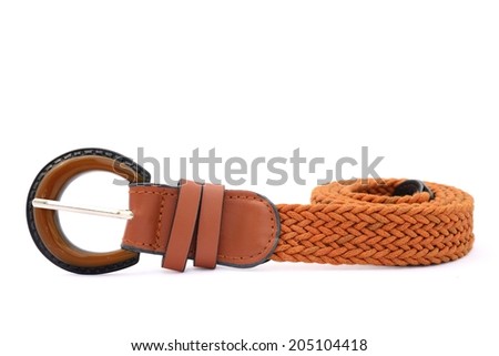 Woman orange belt on isolated white background