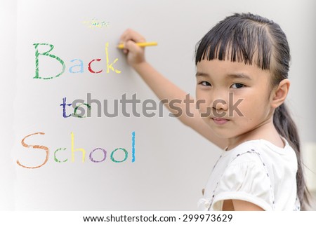 Kid writing and paint colorful font on wall with blur face
