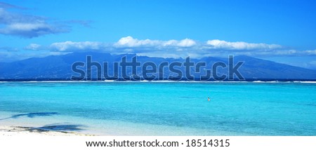 Island of Tahiti viewed from island of Moorea