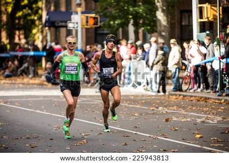 NEW YORK - NOVEMBER 3: Athletes running the 2013 NYC Marathon for Professional Men category on November 3, 2013 in New York.