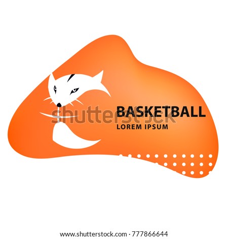 Template image ball for basketball game with face fox. Design sign. Modern professional logo. Concept image for college club, team, children school,  championship. 
