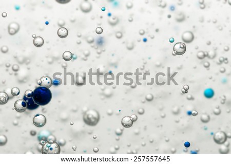Many blue and white air bubbles