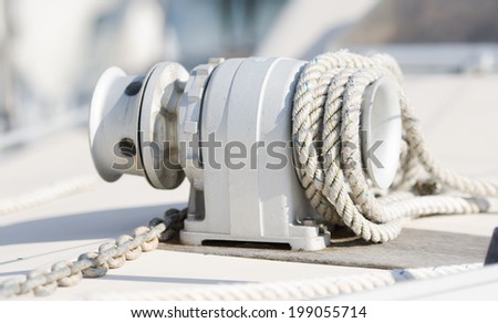 details of yachts\' equipment, tackle and gear in marina of la trinite-sur-mer town