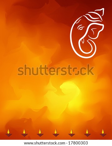 Ganesha And Diya Festival Abstract Background Stock Vector Illustration ...