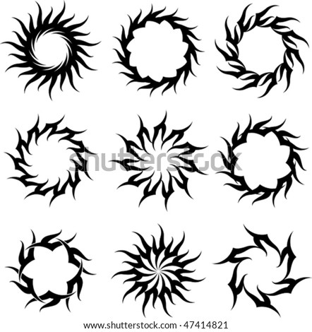 Vector Tribal Tattoo Set Sun, Flame Designs - 47414821 : Shutterstock