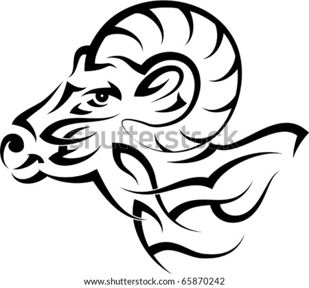Ram Tribel Tattoo Stock Vector Illustration 65870242 : Shutterstock