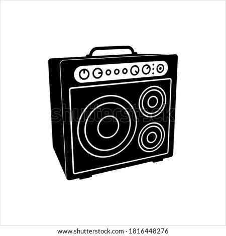 Guitar Amplifier Icon, Guitar Amp Icon, Electrical Signal Strengthener For Loudspeaker Vector Art Illustration